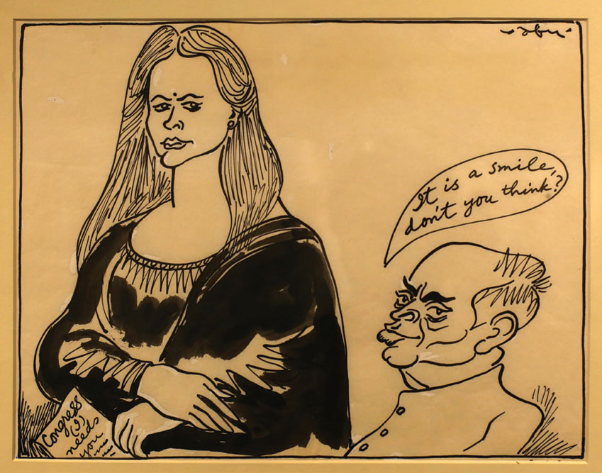 Openthemag's tweet photo. The exhibition is as much a celebration of #AbuAbraham’s oeuvre as an editorial cartoonist as it is a recollection of a time when the high and mighty were mocked in the same fashion as one applied the law: without fear or favour, writes @Ullekh https://t.co/Bpxee94pUh https://t.co/HGPNk67vsS