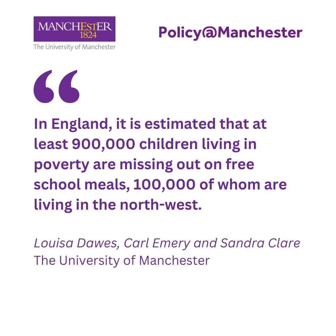 Policy@Manchester (@uompolicy) on Twitter photo 🎒 For Malnutrition Awareness Week, we consider how many of the 29% of UK children living in poverty are going hungry to school.
🥣 <a href="/LouisaDawes/">Louisa Dawes</a>, Carl Emery and Sandra Clare highlight the positive impact free school meals would have.
🔗 Read: ow.ly/c9l750U50Iz
#UKMAW2024 🎒 For Malnutrition Awareness Week, we consider how many of the 29% of UK children living in poverty are going hungry to school.
🥣 <a href="/LouisaDawes/">Louisa Dawes</a>, Carl Emery and Sandra Clare highlight the positive impact free school meals would have.
🔗 Read: ow.ly/c9l750U50Iz
#UKMAW2024