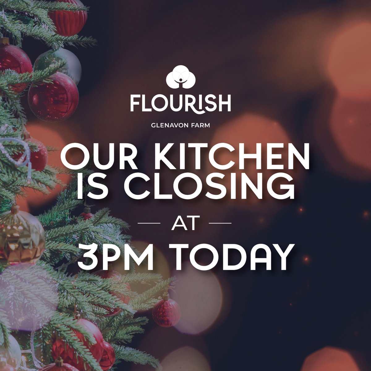 Our Glenavon Farm Kitchen will be closing early today at 3pm so we can set up for tonight's Festive Evening ✨

We apologise for any inconvenience but look forward to welcoming our Rewards Card Holders tonight for a foodie festive celebration 🎄