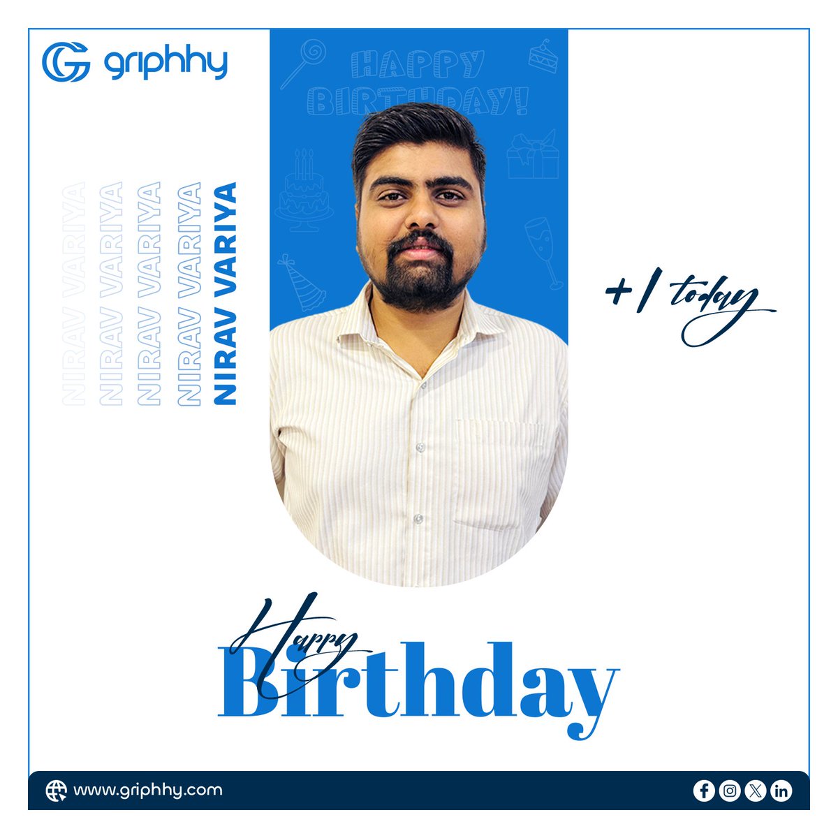 griphhy's tweet image. 🎉 Happy Birthday to Nirav Variya!🎉
Today, we’re celebrating an amazing teammate who brings talent and creativity to everything he does. your skills as a Senior React Developer help us build great things and push us all to be better.
#HappyBirthday #CodingStar #TeamInspiration