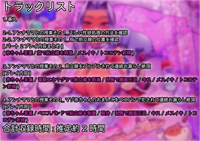 トラックリスト(プレイ内容)とキャラ紹介と立ち絵です 