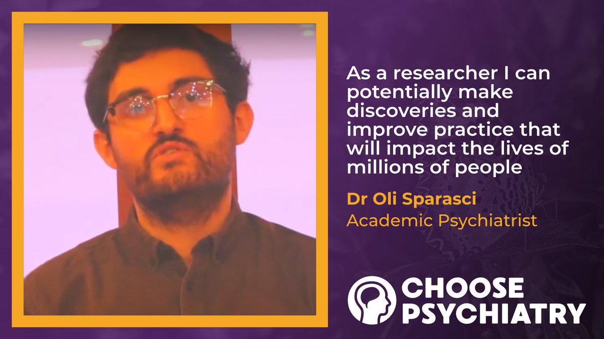 Royal College of Psychiatrists (@rcpsych) on Twitter photo For this year’s #choosepsychiatry we’ve made films to show you the wide range of career options available through the 13 specialties in psychiatry.
Find out from the eloquent <a href="/OliSparasci/">Oli Sparasci</a> why becoming an Academic Psychiatrist might suit you!
rcpsych.ac.uk/become-a-psych… For this year’s #choosepsychiatry we’ve made films to show you the wide range of career options available through the 13 specialties in psychiatry.
Find out from the eloquent <a href="/OliSparasci/">Oli Sparasci</a> why becoming an Academic Psychiatrist might suit you!
rcpsych.ac.uk/become-a-psych…