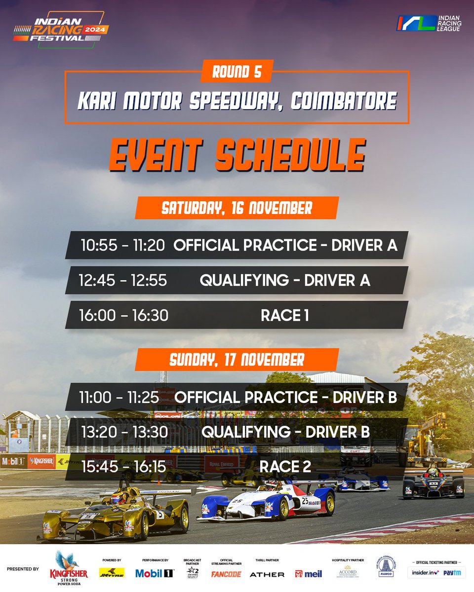 Irlofficial1's tweet photo. One last weekend. One final epic showdown. #KariMotorSpeedway, get ready! 🏎️💨
#IndianRacingLeague #SpeedMeetsSpirit #FinalRound https://t.co/ucCyv8u6ou