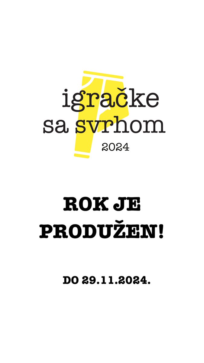 🥁Produžen rok za Igračke sa svrhom 2024 🥁

Rok za prijavu igračaka za smotru društveno odgovornih igračaka “IGRAČKE SA SVRHOM” produžen je do 29.11.2024.