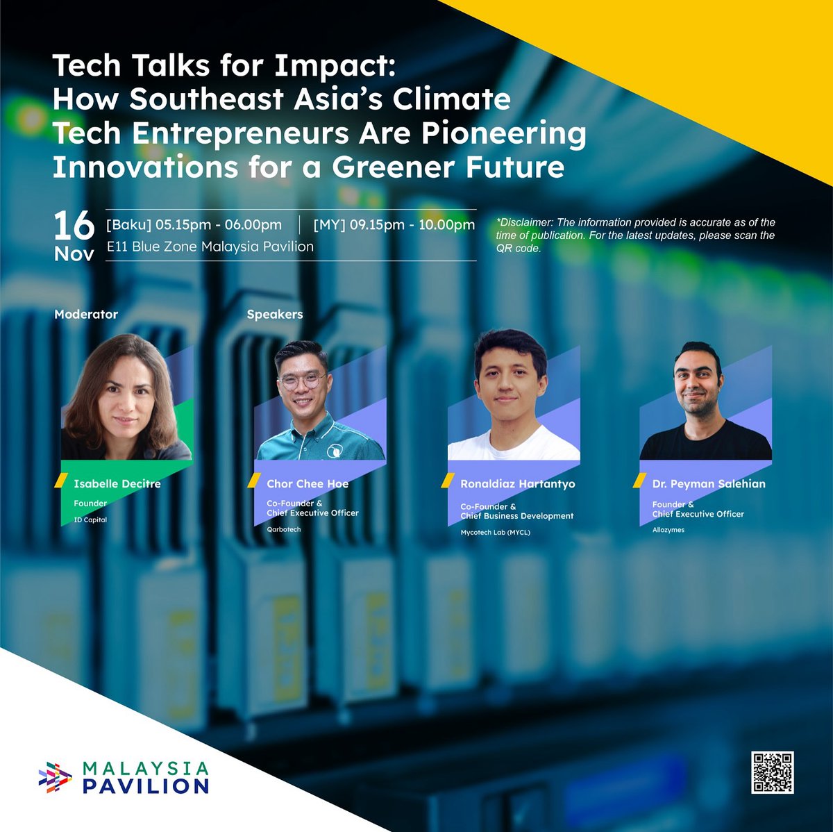 Allozymes (@allozymes_) on Twitter photo Panel alert! 📢
Allozymes CEO Peyman Salehian will be speaking at this year's <a href="/COP29_AZ/">COP29 Azerbaijan</a> in Baku, Azerbaijan via the Malaysia Pavilion 🙌
This talk brings together biotech founders and business development leaders from across Southeast Asia to discuss the critical role of Panel alert! 📢
Allozymes CEO Peyman Salehian will be speaking at this year's <a href="/COP29_AZ/">COP29 Azerbaijan</a> in Baku, Azerbaijan via the Malaysia Pavilion 🙌
This talk brings together biotech founders and business development leaders from across Southeast Asia to discuss the critical role of