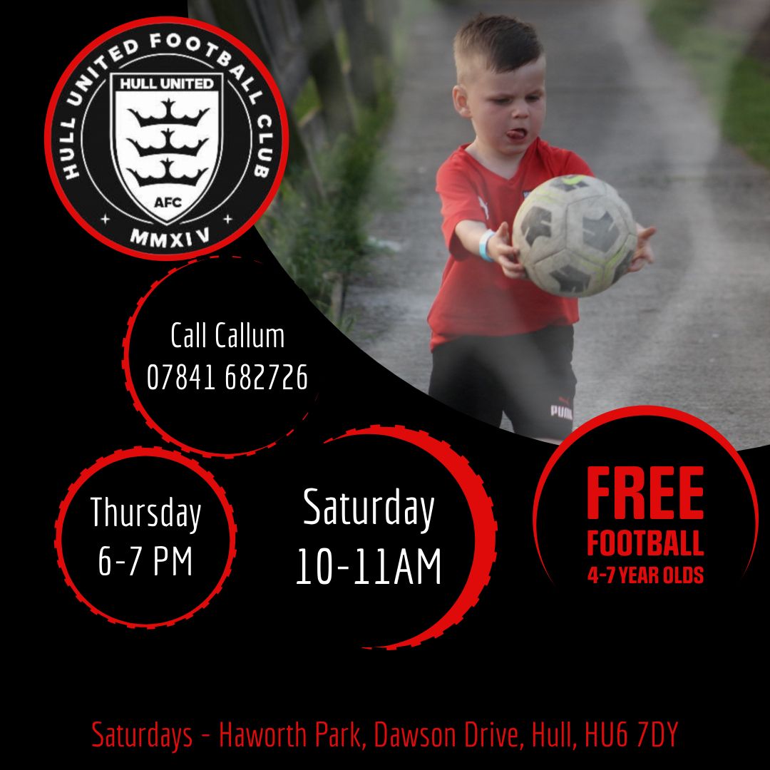 HullunitedAfc's tweet image. Free football Saturdays! 

Making football affordable for all come and join us this Saturday morning. 

All 4-7 year olds are welcome.

🏟️ Haworth Park, Dawson Drive, Hull
⏰ 10-11am
👨‍🏫 Qualified male and female coaches. 

#thecitizens #hullunited #nextgenaration