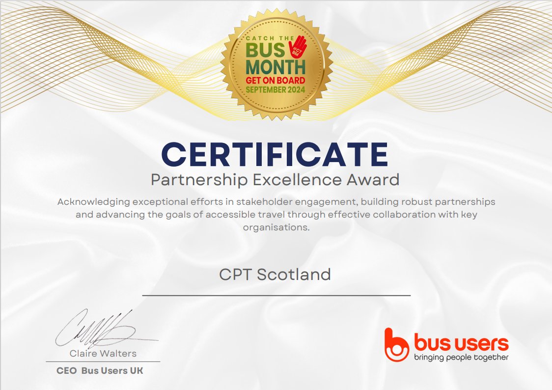 Paul White (@paulwhite_cpt) on Twitter photo We at <a href="/CPT_Scot/">CPT Scotland</a> were delighted to receive this from <a href="/BusUsersUK/">Bus Users UK</a>, recognising our support of #catchthebusmonth. As if we wouldn't! It's always a pleasure to work with <a href="/GreigBusUsers/">Greig Mackay</a> and the rest of the Bus Users team. We at <a href="/CPT_Scot/">CPT Scotland</a> were delighted to receive this from <a href="/BusUsersUK/">Bus Users UK</a>, recognising our support of #catchthebusmonth. As if we wouldn't! It's always a pleasure to work with <a href="/GreigBusUsers/">Greig Mackay</a> and the rest of the Bus Users team.