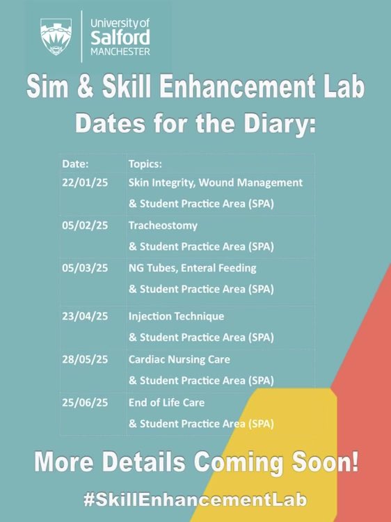 Daniel Lawton-Edge (@dlawton45014) on Twitter photo It’s never too early to start planning for 2025 ✨
#SkillEnhancementLab latest dates for the diary!
More details coming soon ✨ Like and Share!
<a href="/SimandSkillsUoS/">UoS Simulation and Skills Team</a>
<a href="/SimTechTeam/">Salford Uni Sim Techs</a>
<a href="/UoS_HealthSoc/">UoS Health & Society</a>
<a href="/UoS_Students/">UoS_Students</a>
<a href="/UoSadultnursing/">UoS_AdultNursing</a>
<a href="/UoS_CYPNursing/">UoS_CYPNursing</a>
<a href="/UoS_MHNurs/">UoS_MHNurs</a> It’s never too early to start planning for 2025 ✨
#SkillEnhancementLab latest dates for the diary!
More details coming soon ✨ Like and Share!
<a href="/SimandSkillsUoS/">UoS Simulation and Skills Team</a>
<a href="/SimTechTeam/">Salford Uni Sim Techs</a>
<a href="/UoS_HealthSoc/">UoS Health & Society</a>
<a href="/UoS_Students/">UoS_Students</a>
<a href="/UoSadultnursing/">UoS_AdultNursing</a>
<a href="/UoS_CYPNursing/">UoS_CYPNursing</a>
<a href="/UoS_MHNurs/">UoS_MHNurs</a>