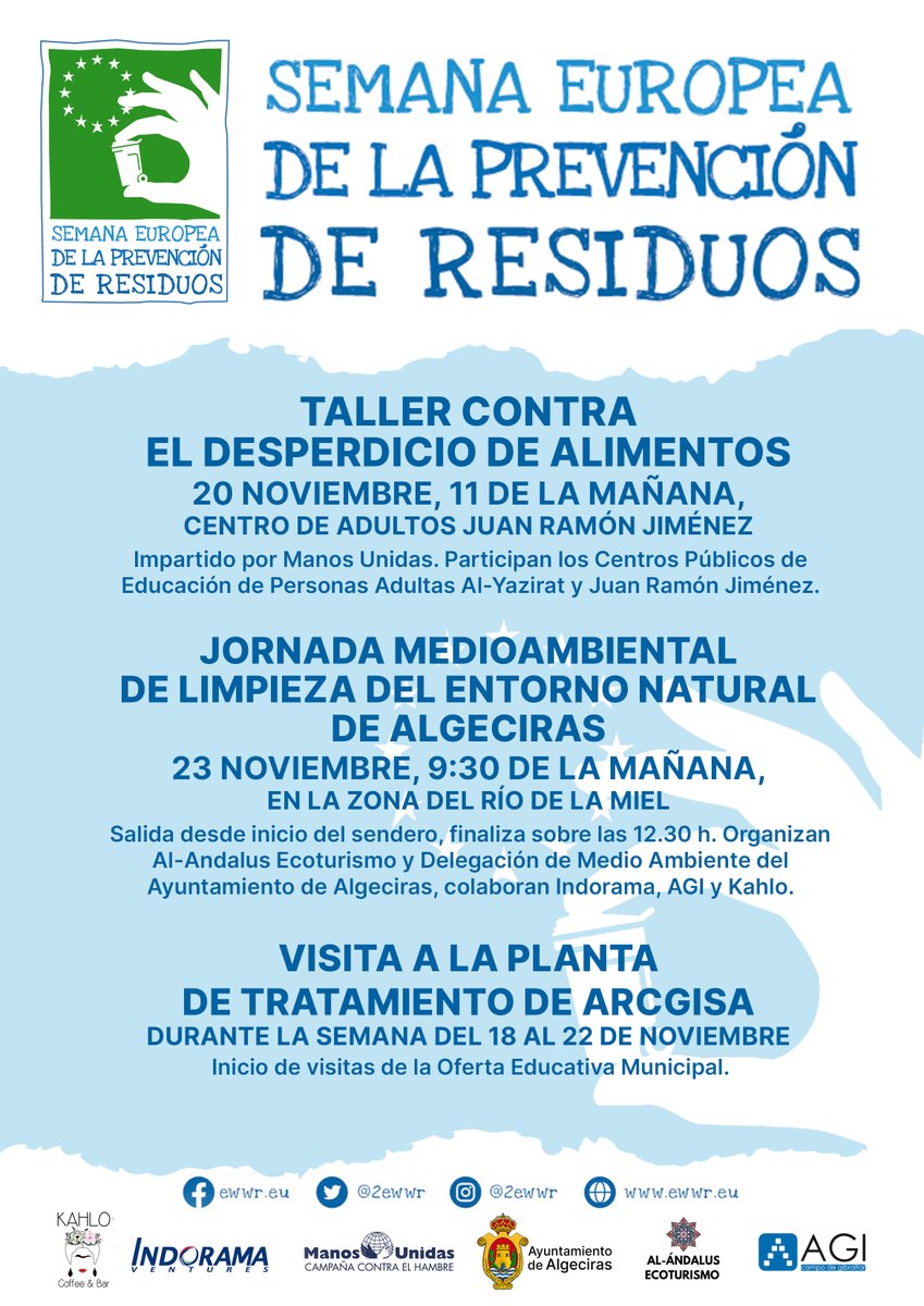 Actividades programadas con motivo de la "Semana Europea de Reducción de Residuos", del 16 al 24 de noviembre. Noticia en algeciras.es: bit.ly/40McEIY