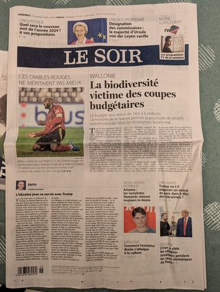 Bravo <a href="/ADolimont/">Adrien Dolimont</a> <a href="/AnneC_Dalcq/">Dalcq Anne-Catherine</a> vous faites tristement la une du Soir ajd ! Diviser le budget dédié à la nature par quatre: quelle honte ! Comment allez-vous faire pour honorer vos engagements de la DPR (p. ex. passer de 1,5% à 5% d'aires strictement protégées)? Quel court-termisme
