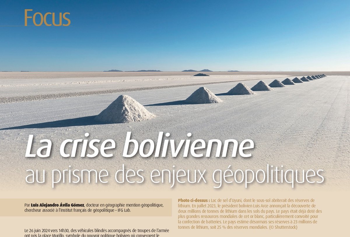 Que se passe-t-il en #Bolivie ? 🤔

Pénuries de carburants, instabilité politico-institutionnelle, manifestations, inéligibilité d’Evo Morales, troubles économiques… 

👉 Ma lecture de la situation dans #Diplomatie n°130 : tinyurl.com/5kuup8t4