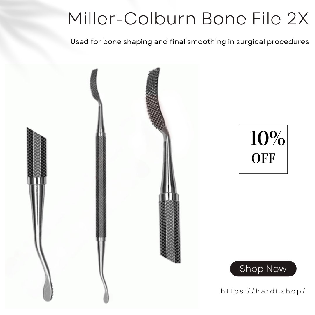 hardishop's tweet image. Achieve precision with the Miller-Colburn Bone File 2X, Dual Ended. Get yours today: bit.ly/4hQOUJW

#MillerColburnBoneFile #BoneFile #OrthopedicInstruments #SurgicalInstruments #DentalSurgery #BoneSurgeryTools #MedicalInstruments #HealthcareEquipment #BoneReshaping