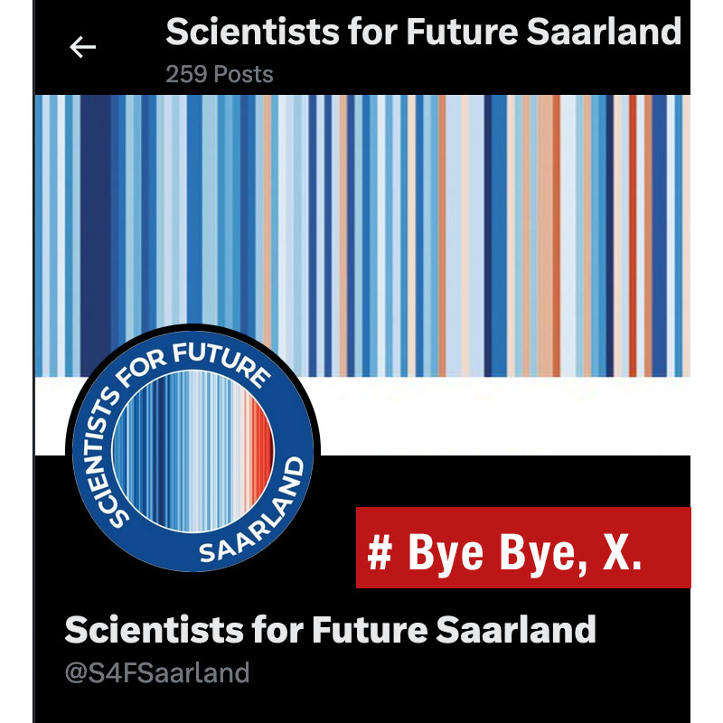 Die #S4FSaarland haben sich dazu entschieden ihre Aktivitäten auf dieser Plattform einzustellen. 
Unsere Werte &amp; Ziele sind mit d. aktuellen Ausrichtung von X unvereinbar. Unerstützt #S4FSaarland beim Wechsel auf LinkedIn. Je größer euer Support, desto mehr werden uns folgen.🫵