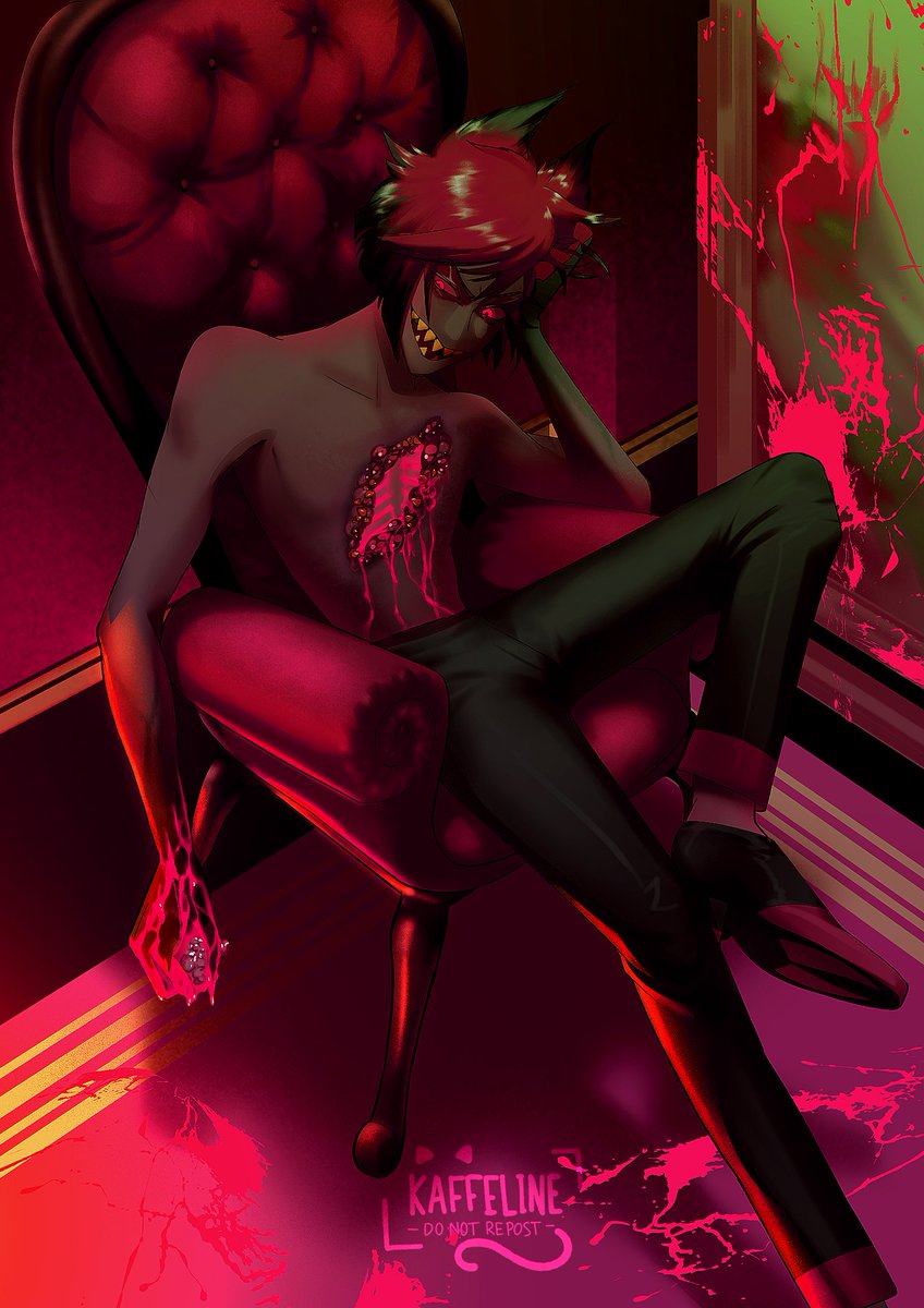 kaffeline's tweet photo. Based on a fic ! bone apple teeth 
#HazbinHotelFanart #radioapple #Alastor https://t.co/zR3j7ebxg5