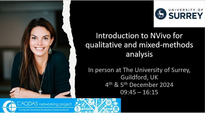 Christina Silver, PhD (@christina_qdas) on Twitter photo Dedicating 2days to learning #NVivo in-person on 4th&5th Dec could kick-start your #QualitativeResearch process. Join us at the University of Surrey, Guildford, UK and see how this tool can support you.
buff.ly/4dwCZNO <a href="/SurreySociology/">Surrey Sociology</a> @Lumivero Dedicating 2days to learning #NVivo in-person on 4th&5th Dec could kick-start your #QualitativeResearch process. Join us at the University of Surrey, Guildford, UK and see how this tool can support you.
buff.ly/4dwCZNO <a href="/SurreySociology/">Surrey Sociology</a> @Lumivero