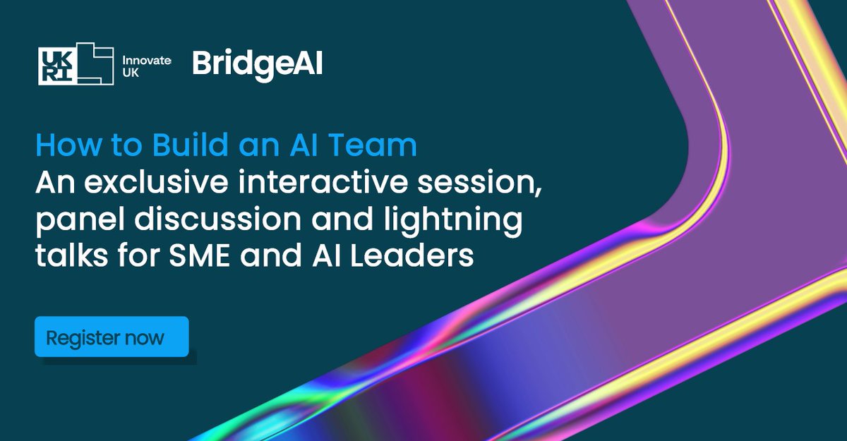 Innovate UK Business Connect (@iuk_connect) on Twitter photo 📢 Build your AI team with experts from <a href="/innovateuk/">Innovate UK</a> #BridgeAI partners @theturinginst, @digicatapult & <a href="/HartreeCentre/">Hartree Centre</a> on 2 December! Join us for insights on AI readiness, skills gaps, and team development.
Register now! ow.ly/AxcG50U6f9y
#AI #SMEInnovation 📢 Build your AI team with experts from <a href="/innovateuk/">Innovate UK</a> #BridgeAI partners @theturinginst, @digicatapult & <a href="/HartreeCentre/">Hartree Centre</a> on 2 December! Join us for insights on AI readiness, skills gaps, and team development.
Register now! ow.ly/AxcG50U6f9y
#AI #SMEInnovation