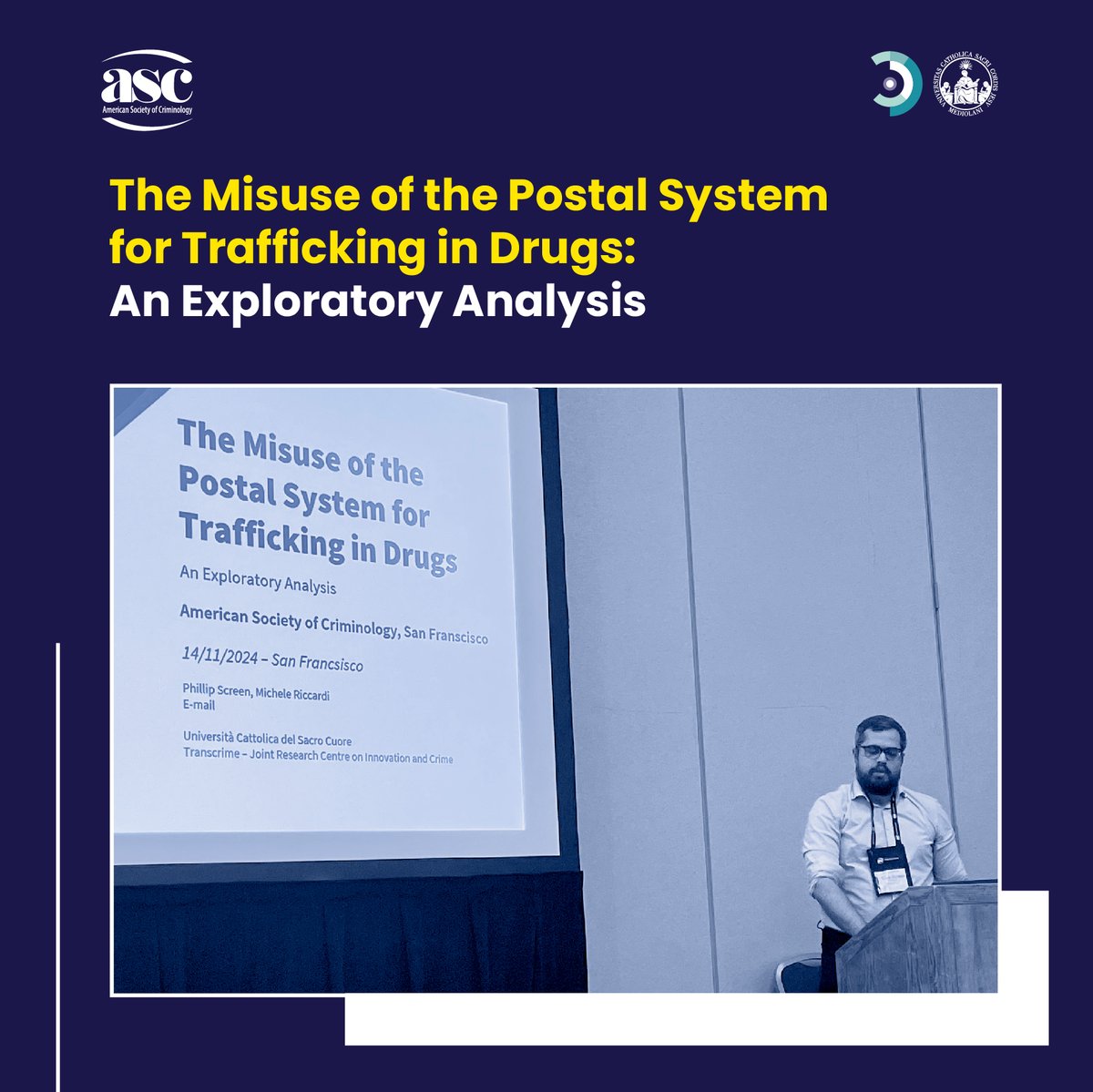 [VIII] Transcrime @ #ASC2024 | What signals help spot high-risk shipments in the #postalsystem?

<a href="/ScreenPhillip/">Phil</a> presented our research within the <a href="/PARSEC_project/">PARSEC Project</a>, where we identified risk factors and patterns of trafficking through postal and courier channels.