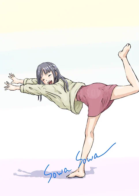 『特に意味のないポーズ』キレイに仕上げるのをやめよう、と決めてから描く時間が短くなりましたもともとそんなキレイだったわけでもないですがw 