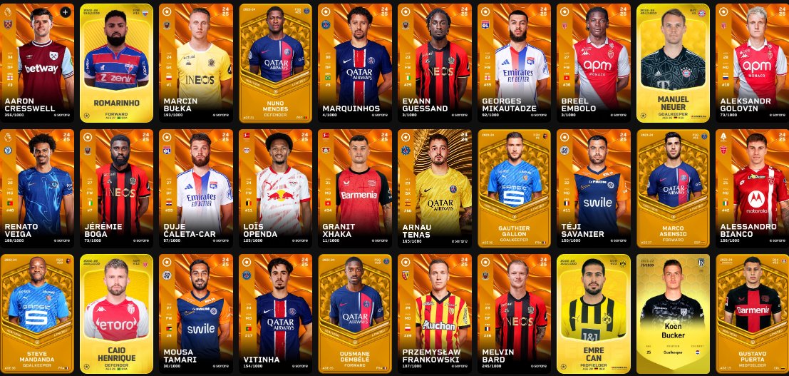 Just bought a #Sorare 🟡gallery with some very good players from @ManuMacrard! Went very smooth with him, thanks again! 
If you want to buy them, sent me an offer, or buy them off the market from me, that would be lovely❤️

Retweet would mean the world