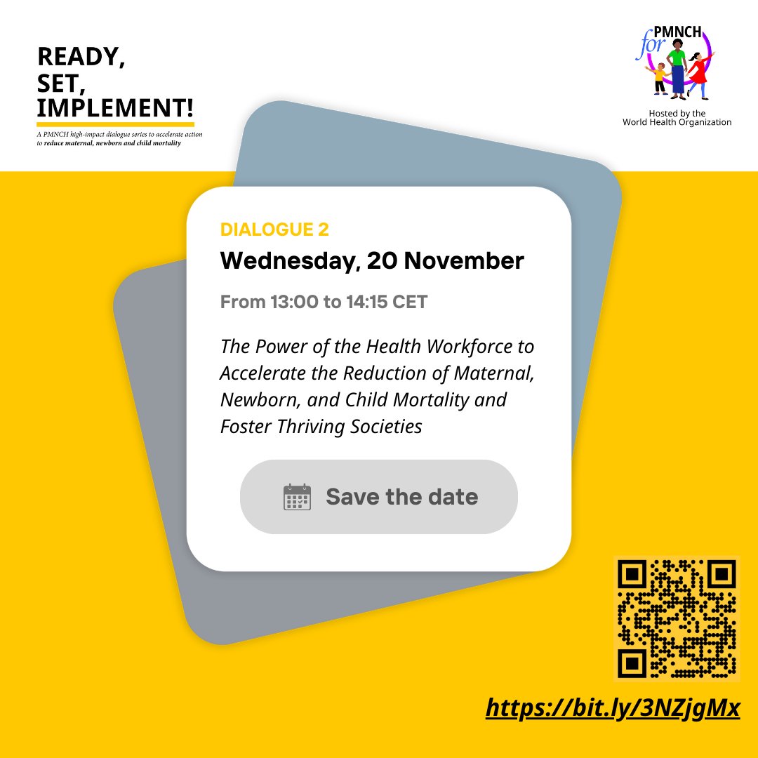 LaerdalGH's tweet image. 📢Webinar alert! 👇 

We are thrilled to be partnering with @PMNCH on READY, SET, IMPLEMENT: a high-level dialogue on the power of the health workforce to reduce maternal, newborn &amp;amp; child mortality.

📅 20 Nov 2024
🕙 13:00-14:15 CET, Virtual

Register:
bit.ly/3NZjgMx