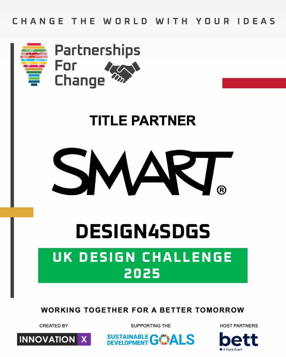 Evo Hannan - UK Design Challenge #D4SDGsUK25 (@evohannan) on Twitter photo Happy Friday! We've got 2 announcements today.
The first, our Title Partner for #Design4SDGUK25๐ก๐ฑ this year is <a href="/SMART_Tech/">SMART Technologies</a>!
We look forward to working with the team to promote sustainable education solutions that promote power conservation and help the environment. Happy Friday! We've got 2 announcements today.
The first, our Title Partner for #Design4SDGUK25๐ก๐ฑ this year is <a href="/SMART_Tech/">SMART Technologies</a>!
We look forward to working with the team to promote sustainable education solutions that promote power conservation and help the environment.