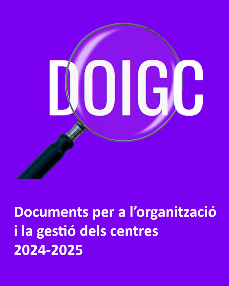 Si necessiteu consultar els Documents per a l'organització i la gestió dels centres, i les directrius per a l'organització i la gestió dels serveis educatius per al curs 2024-2025, els trobareu en aquest enllaç:

🔗 gen.cat/3MTeTji
🔗ow.ly/Mu7i50SbEhe

#AlsCentres