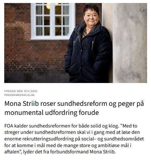 Så fik vi endelig en sundhedsreform!

Aftalen får en thumbs up fra mig 👍 Og nu skal det så blive til virkelighed. Der står vi mere end klar i <a href="/FOA_dk/">FOA</a>. 

Du kan læse mere om hvad jeg tænker om reformen her: foa.dk/presse/pressem…
#dkpol #dksundhed