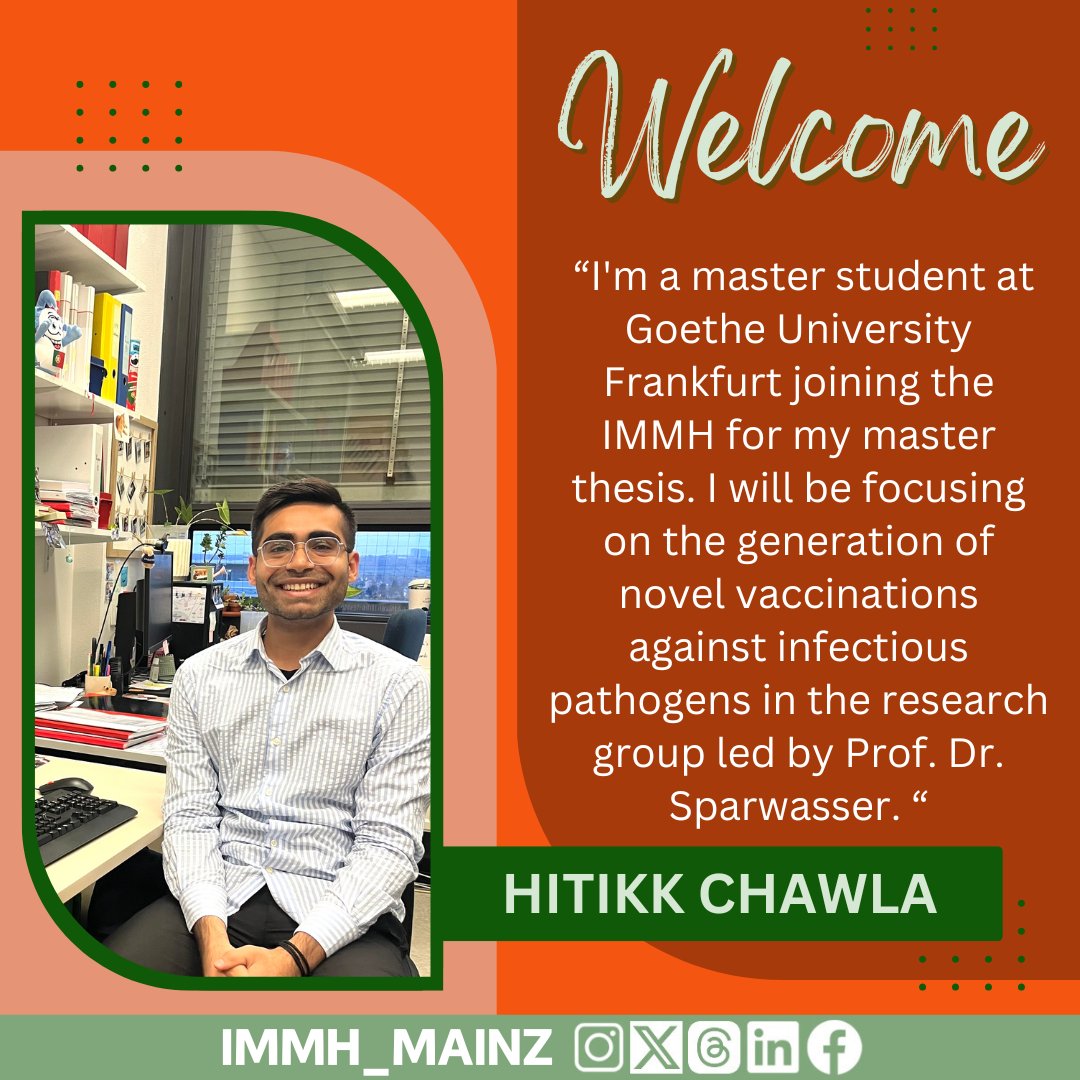 immh_mainz's tweet photo. Welcome, Hitikk! We are happy to introduce this talented student from Goethe University Frankfurt, joining our lab for his Master Thesis. #vaccines https://t.co/vQTQ3eKkUz