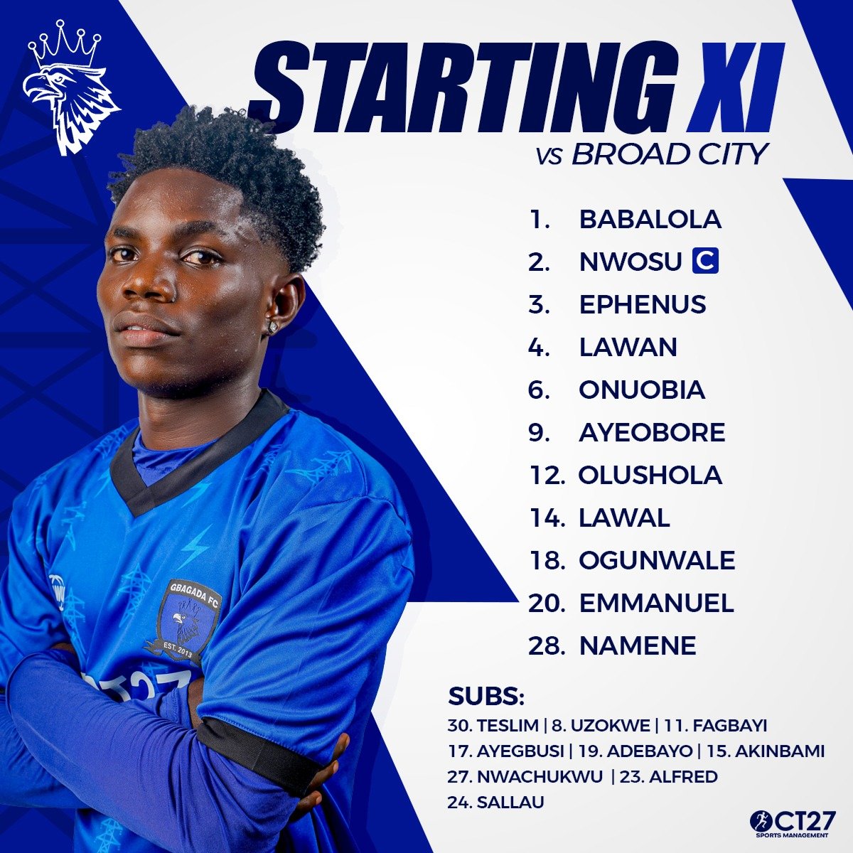 gbagadafc's tweet photo. Team sheet ready! 🗞

#GFC | #GBABRC | #TCCLEAGUE25 https://t.co/hRNxuujjVZ