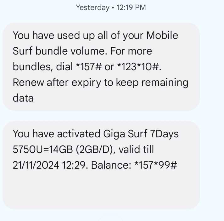 Aleatanu noela (@aleatanun) on Twitter photo Dear <a href="/MTNCameroon/">MTN CAMEROON</a> can you please explain to me why I activated 5750 for 14G data and I am unable to use it and worst of all it showing 0kb as balance.... If this was a glitch I need it rectified immediately!!! Dear <a href="/MTNCameroon/">MTN CAMEROON</a> can you please explain to me why I activated 5750 for 14G data and I am unable to use it and worst of all it showing 0kb as balance.... If this was a glitch I need it rectified immediately!!!