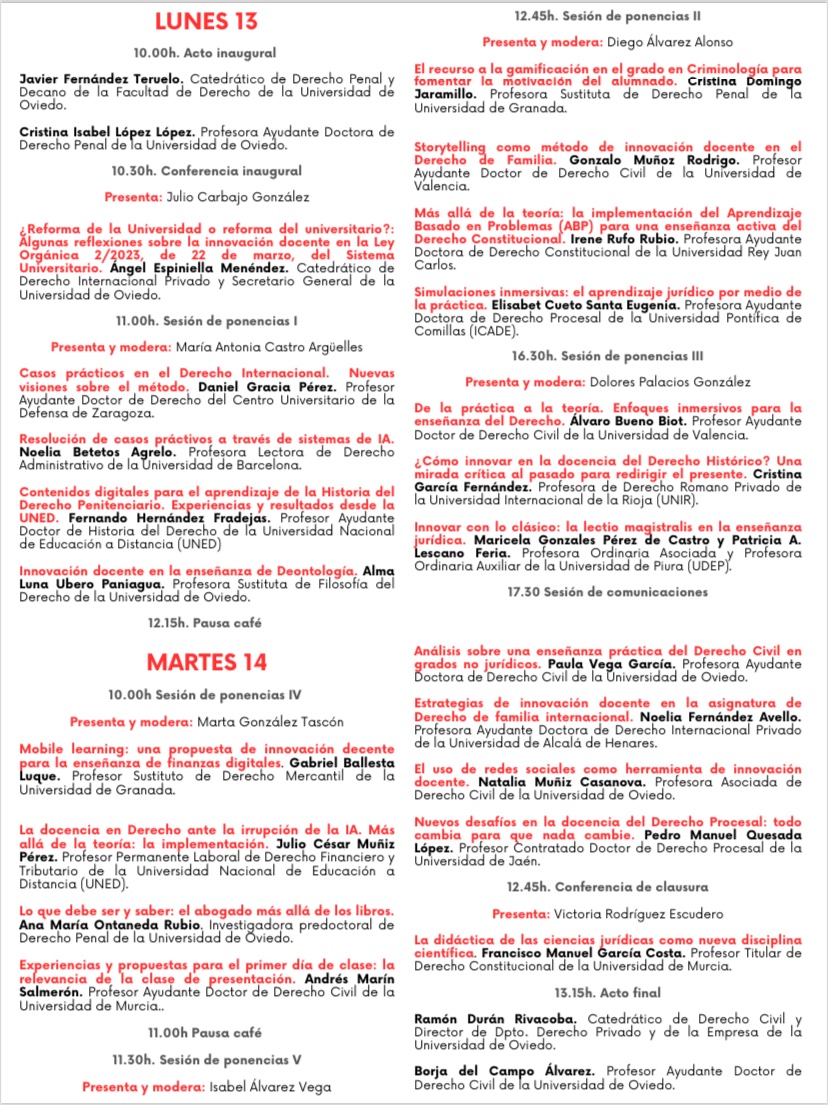 anamaria0209's tweet photo. ¡Recibiremos el 2025 con fuerza! 

Los esperamos en el congreso internacional "Las nuevas metodologías docentes en la ciencia jurídica a debate" el 13 y 14 de enero en el Edificio Histórico de la @uniovi_info

Comunicaciones e inscripciones a innovacionuniovi2025@gmail.com https://t.co/iLi3K3rH5p