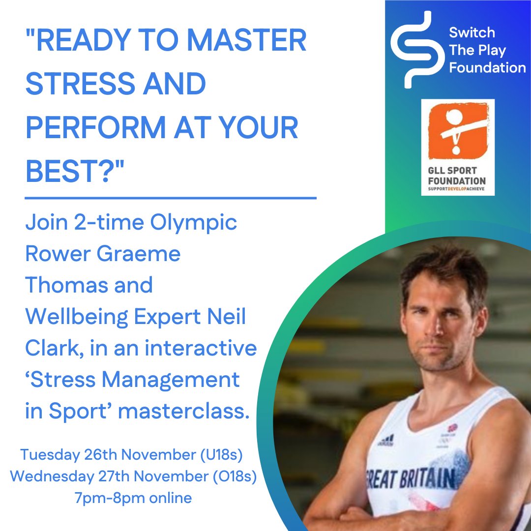 Switch the Play Foundation (@switch_the_play) on Twitter photo Attention GSF athletes
Switch The Play Foundation and GLL Sport Foundation invite you to a masterclass exploring techniques to help athletes manage stress.
You will have received a link to register; contact gll.sportfoundation@gll.org if you experience any issues signing up. Attention GSF athletes
Switch The Play Foundation and GLL Sport Foundation invite you to a masterclass exploring techniques to help athletes manage stress.
You will have received a link to register; contact gll.sportfoundation@gll.org if you experience any issues signing up.