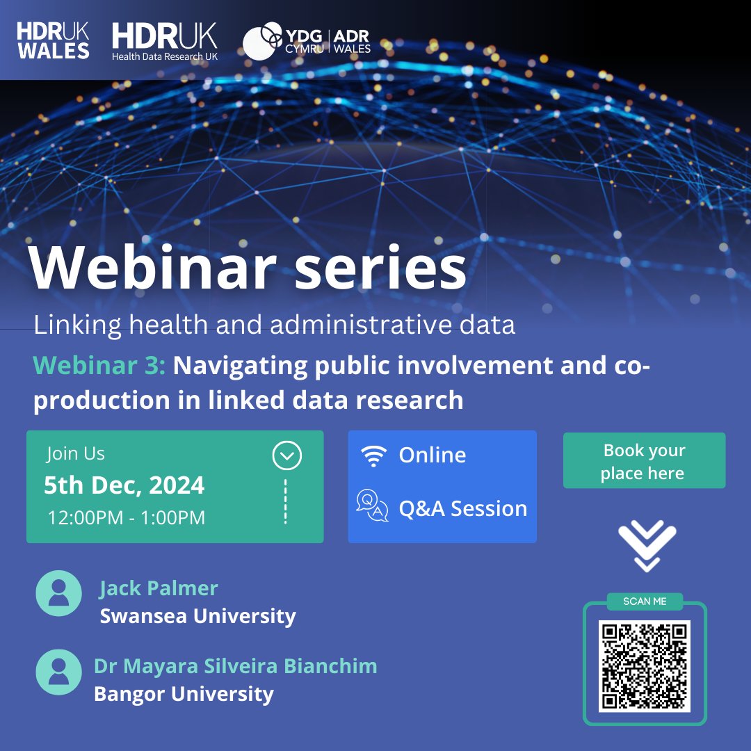 HDR UK Wales (@hdrukwales) on Twitter photo Join us for the third webinar of our series: Navigating public involvement and co-production in linked data research🚀
🗣️With talks from Jack palmer, @swanseauni, and <a href="/MaySilveira7/">May Silveira</a>, @bangoruni
🌍Open to researchers nationwide
🎟️Register here
ticketsource.co.uk/population-dat… <a href="/HDR_UK/">Health Data Research UK (HDR UK)</a> Join us for the third webinar of our series: Navigating public involvement and co-production in linked data research🚀
🗣️With talks from Jack palmer, @swanseauni, and <a href="/MaySilveira7/">May Silveira</a>, @bangoruni
🌍Open to researchers nationwide
🎟️Register here
ticketsource.co.uk/population-dat… <a href="/HDR_UK/">Health Data Research UK (HDR UK)</a>