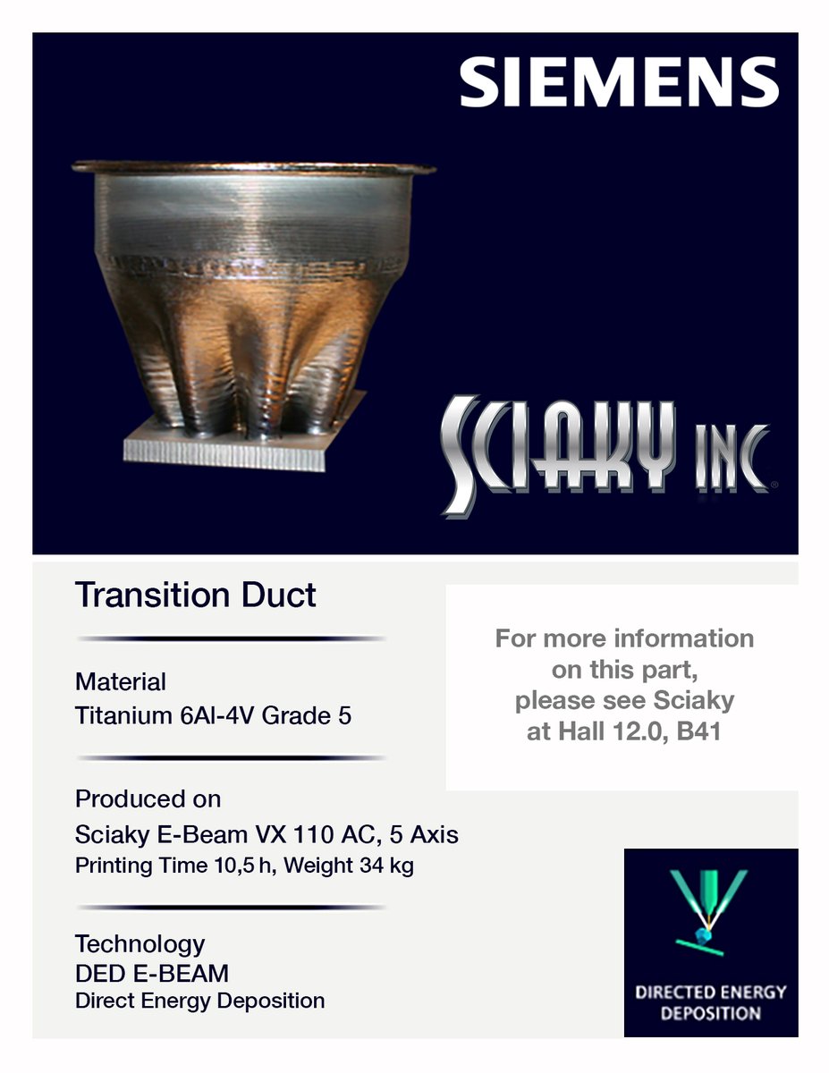 Visiting Formnext? Interested in EBAM? Drop by the Siemens booth to view how Sciaky makes its parts! 
Hall 12.1, D101
#formnext @formnext_expo