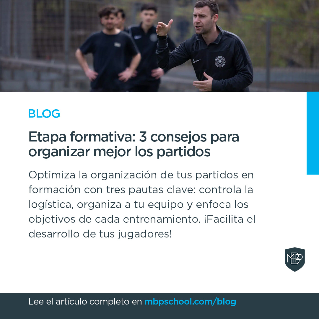 MBPSchool's tweet photo. Descubre los tres consejos clave para organizar mejor los partidos en la etapa formativa. Desde la logística hasta la conexión de los entrenamientos, cada detalle es fundamental para el desarrollo de tus jugadores... 🔑📈