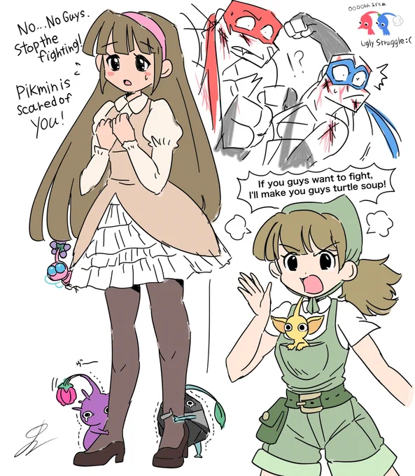 Please do not fight in front of Pikmin…! 
