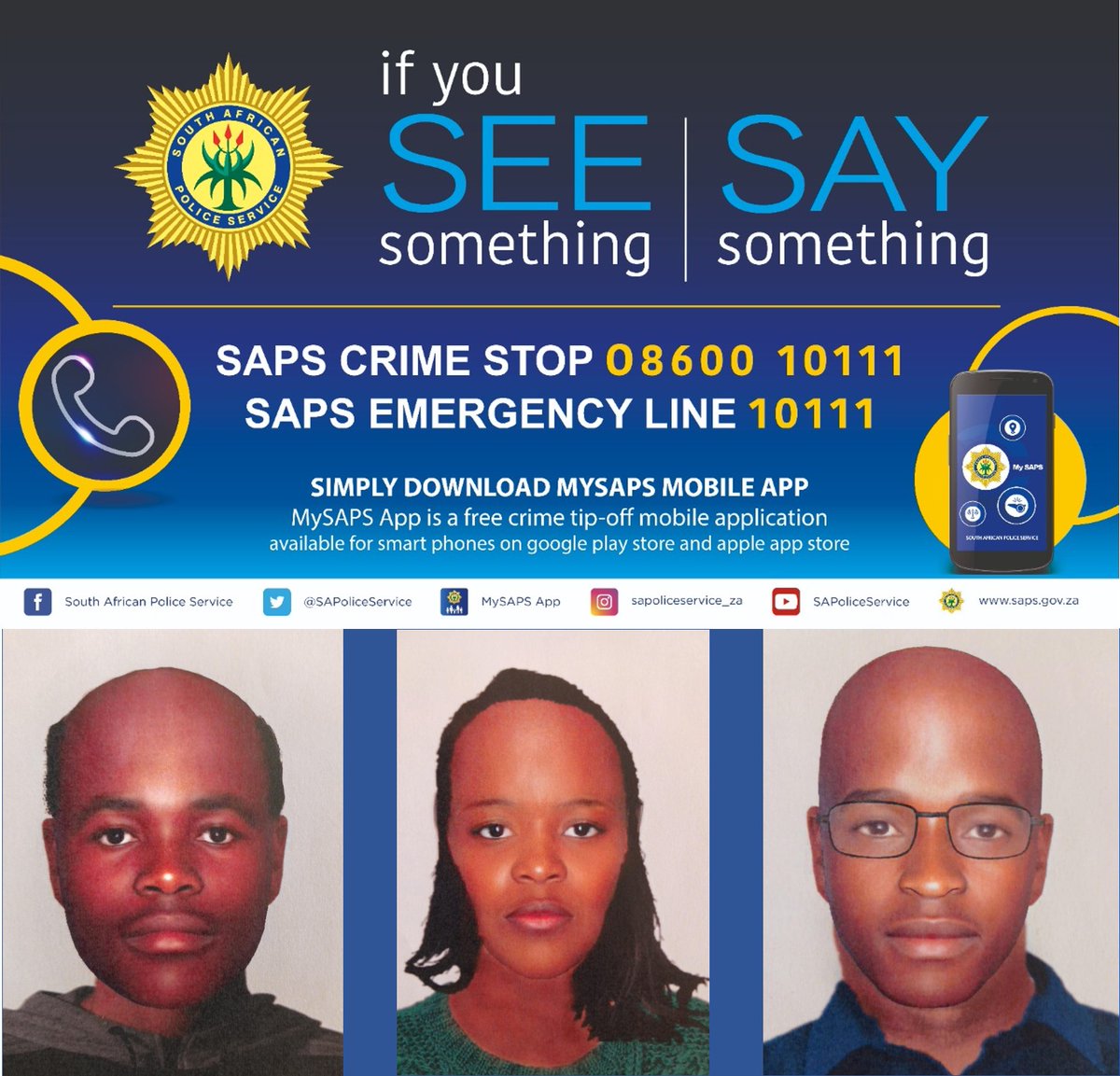 Arrive Alive (@_arrivealive) on Twitter photo Welkom SAPS Detectives release identikits of suspects posing as police officers, wanted for fraud buff.ly/4ezCm6C
#ArriveAlive #Fraud #BogusPoliceOfficers <a href="/SAPoliceService/">SA Police Service 🇿🇦</a> Welkom SAPS Detectives release identikits of suspects posing as police officers, wanted for fraud buff.ly/4ezCm6C
#ArriveAlive #Fraud #BogusPoliceOfficers <a href="/SAPoliceService/">SA Police Service 🇿🇦</a>
