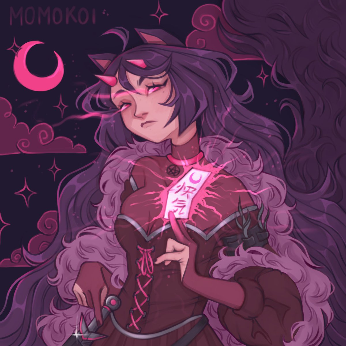 Kitsune #ttrpg character portrait finished ( ⸝⸝´꒳`⸝⸝) 

Still looking for #artmoots 💕