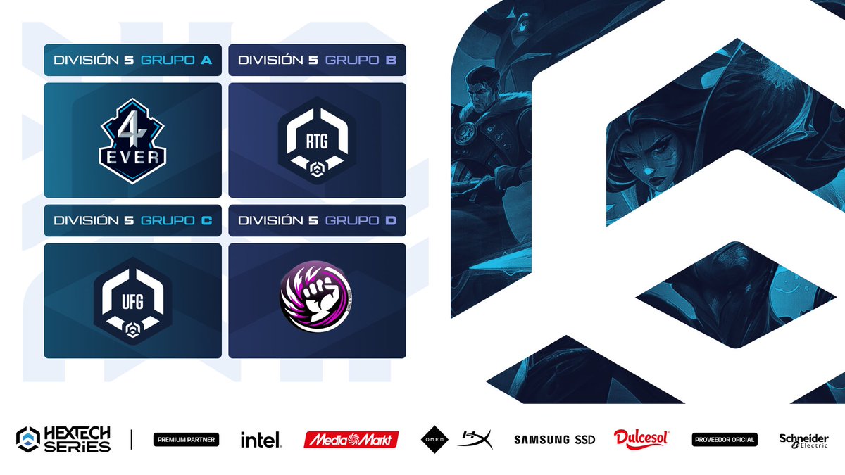 SomosLaTormenta's tweet image. ¡Dad la enhorabuena a los campeones de la División 5 de las #HextechSeriesLOL!

⚡Grupo A - #4Ever
⚡Grupo B - #RTG
⚡Grupo C - @UnknownFamilyG
⚡Grupo D - @aofshadow Woody

Todos los ganadores del Período 1 del Split 1⬇
circuitotormenta.riotgames.com/news/ganadores…