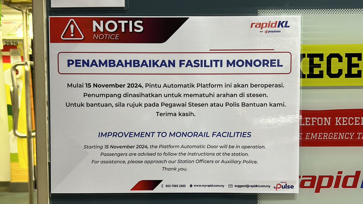 _mlptf's tweet photo. KL Monorail Platform Screen Doors are back! (For KL Sentral and Tun Sambanthan) ❤️ Tq Engineers and RapidRail team! https://t.co/XN6nF0MJ65