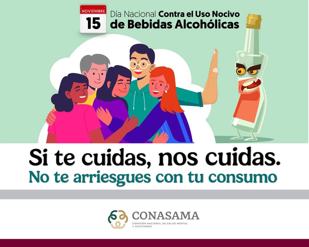 CapaAlianzaMty's tweet photo. 15 noviembre I Día Nacional Contra el Uso Nocivo de Bebidas Alcohólicas
 Tiene la finalidad de sensibilizar a la población sobre los problemas relacionados con el uso nocivo de alcohol.

¡Si te cuidas nos cuidas! No te arriesgues con tu consumo

Línea De La Vida  📲 800 911 2000 https://t.co/wkM29NzOqQ