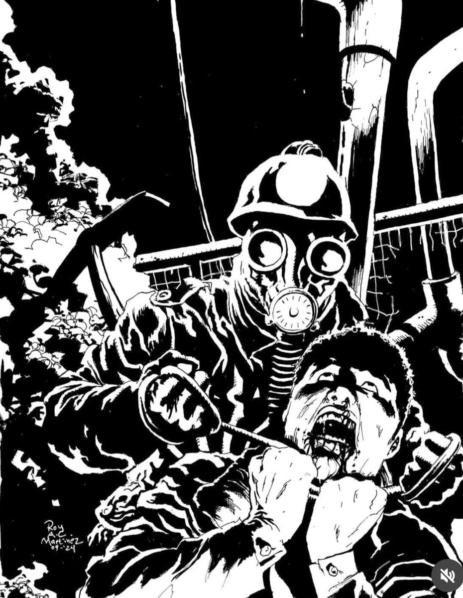 GOParsons's tweet image. Did you like My Bloody Valentine?
Well, we’re headed back into the mines with Valentine Bluffs Massacre: Remembrance.
Here’s a B&amp;W sneak peek at the cover.
Coming next year from me and the crew at @AmericanMytho!