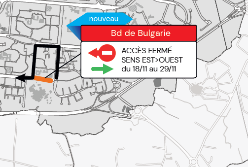 🟠[Circuler à #Rennes du 18 au 24 novembre]
➡️fermeture du Bd de Bulgarie dans le sens est> ouest jusqu'au 29/11
➡️fermeture du Bd de Volney le mercredi 20/11
Retrouvez la météo des travaux > travaux.rennesmetropole.fr/meteo-travaux/
