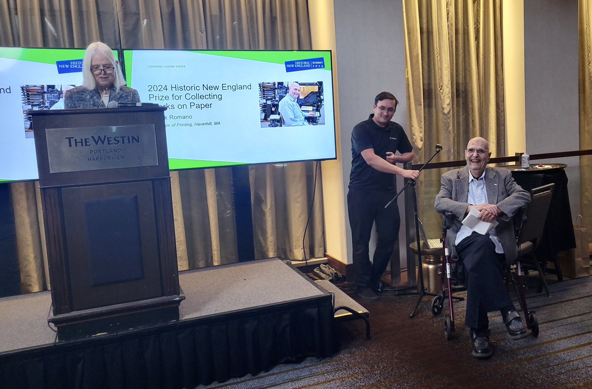 Museum of Printing President Frank Romano was in Portland this week to accept the 2024 Historic New England Prize for Collecting Works on Paper!
<a href="/HistoricNE/">Historic New England</a>
