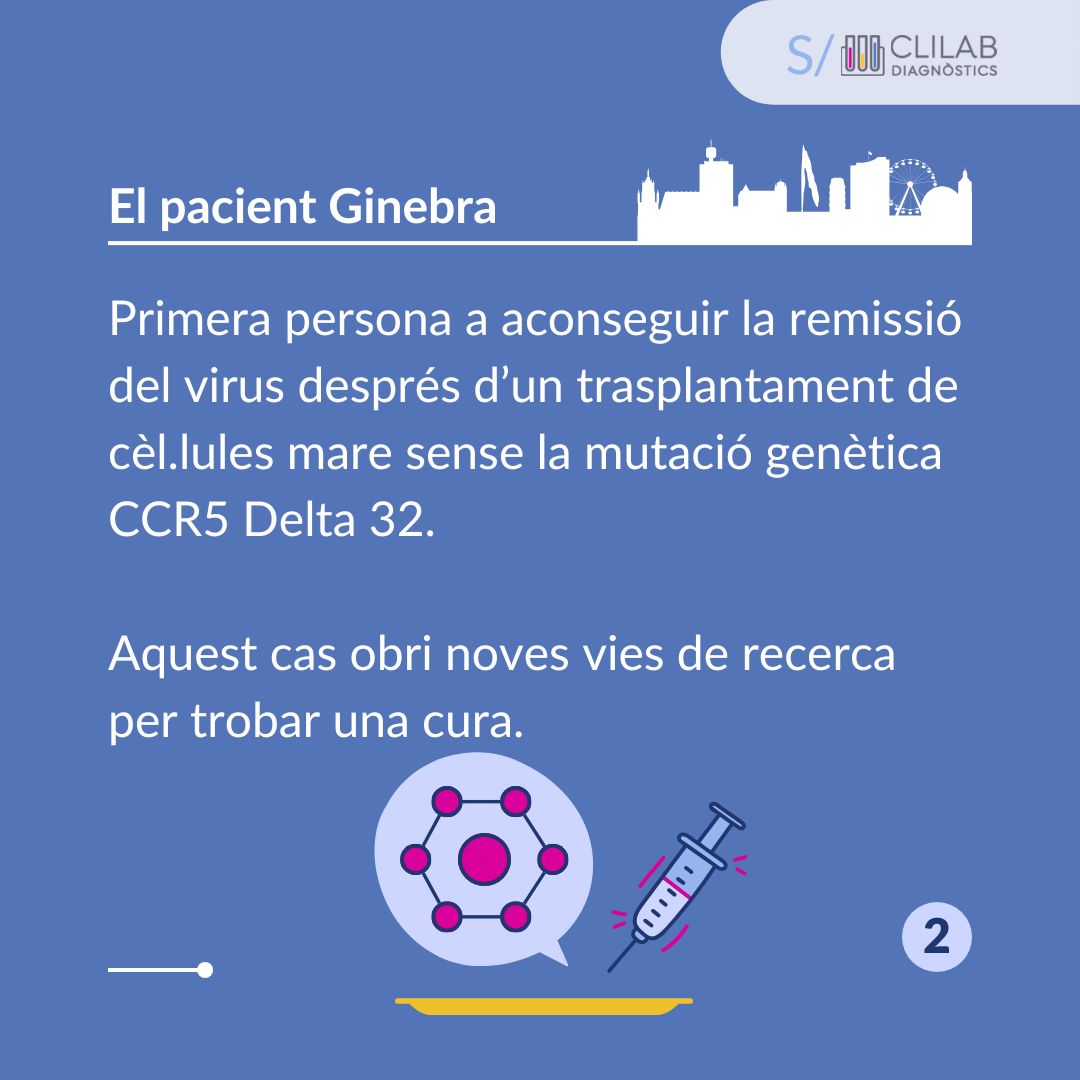 🌍 A diferència del Pacient de Berlín, el Pacient de Ginebra no va rebre cèl·lules amb la mutació CCR5Δ32, però va aconseguir la remissió del VIH. Aquest cas recent ens mostra que hi ha més d’una via per combatre el virus. #VIH #CLILAB #IciStem