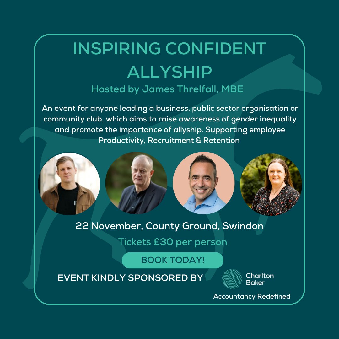 WiltsSwinCF's tweet photo. 🤝 There is just ONE week to go until Inspiring Confident Allyship!

Ticket sales end at 10am on Tuesday 19 November.

Book yours today, and help us to create real, positive change across Wiltshire and Swindon!

🎟️ https://t.co/01xzttUQpg

Event kindly sponsored by @charltonbaker https://t.co/2fXTAnn9ea