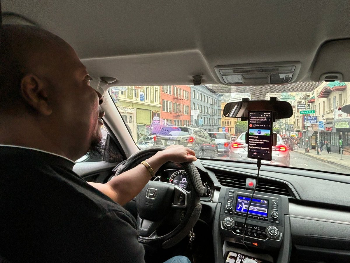 Gaurav Kheterpal (@gauravkheterpal) on Twitter photo The pic shows my <a href="/lyft/">Lyft</a> driver during <a href="/Dreamforce/">Dreamforce</a> proudly showing me his AI Associate cert that he passed!
<a href="/salesforce/">Salesforce</a> has made exam free
<a href="/trailhead/">Trailhead</a> offers the prep free
It's truly walking the talk on "AI FOR EVERYONE"
If this doesn't inspire you to learn AI, nothing will
#AI The pic shows my <a href="/lyft/">Lyft</a> driver during <a href="/Dreamforce/">Dreamforce</a> proudly showing me his AI Associate cert that he passed!
<a href="/salesforce/">Salesforce</a> has made exam free
<a href="/trailhead/">Trailhead</a> offers the prep free
It's truly walking the talk on "AI FOR EVERYONE"
If this doesn't inspire you to learn AI, nothing will
#AI