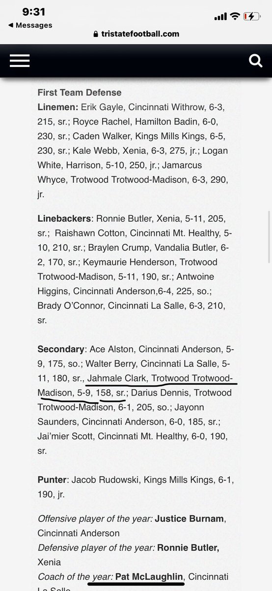Honored to be Named 1st Team All-Southwest Ohio!! <a href="/TMRamFootball/">Trotwood Madison Football</a> <a href="/AllenTrieu/">Allen Trieu</a> @MohrRecruiting <a href="/TMRamNation/">TMRamNation</a>