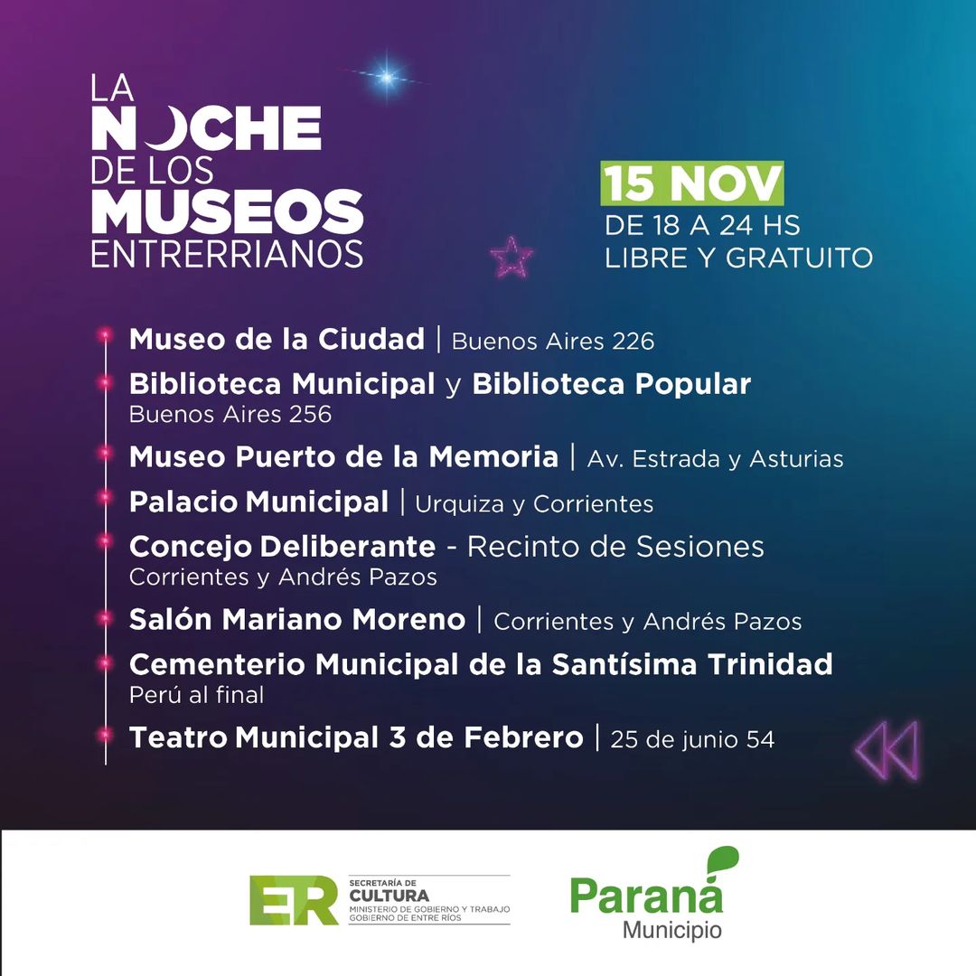 #nochedemuseos 🏛️ en 📍 #Paraná 🤩