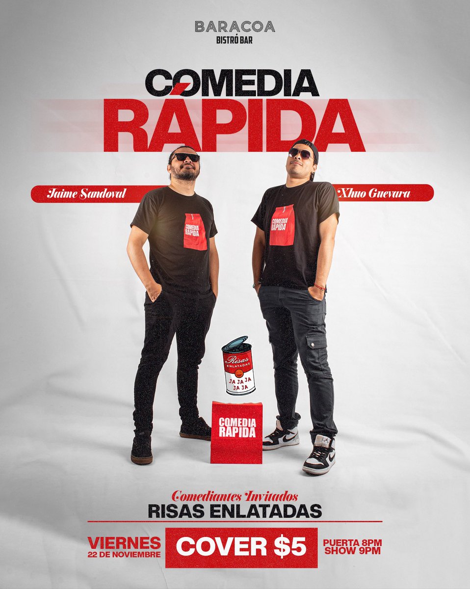 ¡VALENCIA!

Nos vemos el próximo viernes 22 en Baracoa Bistró Bar para una noche de Comedia Rápida.

Standup, crowd work, charadas, stop, inteligencia artificial y mucho más.

Invitados: <a href="/REnlatadas/">Risas Enlatadas</a>